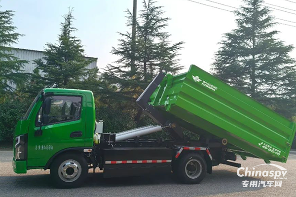 五征純電動(dòng)車廂可卸式垃圾車，可一車多箱，垃圾收集站轉(zhuǎn)運(yùn)配套