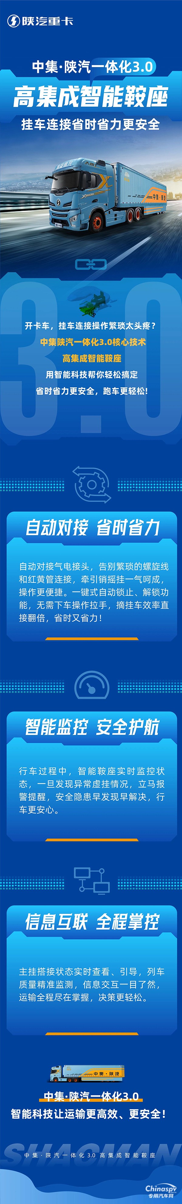 中集·陜汽一體化3.0，高集成智能鞍座，掛車連接省時(shí)省力更安全!