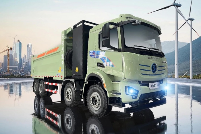 陜汽重卡新能源H6000E 8×4換電自卸車，高效出勤，省錢利器！