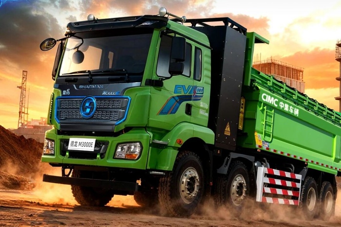 中集·陜汽M3000E一體化純電U型渣土車，為高效運(yùn)營(yíng)而生！